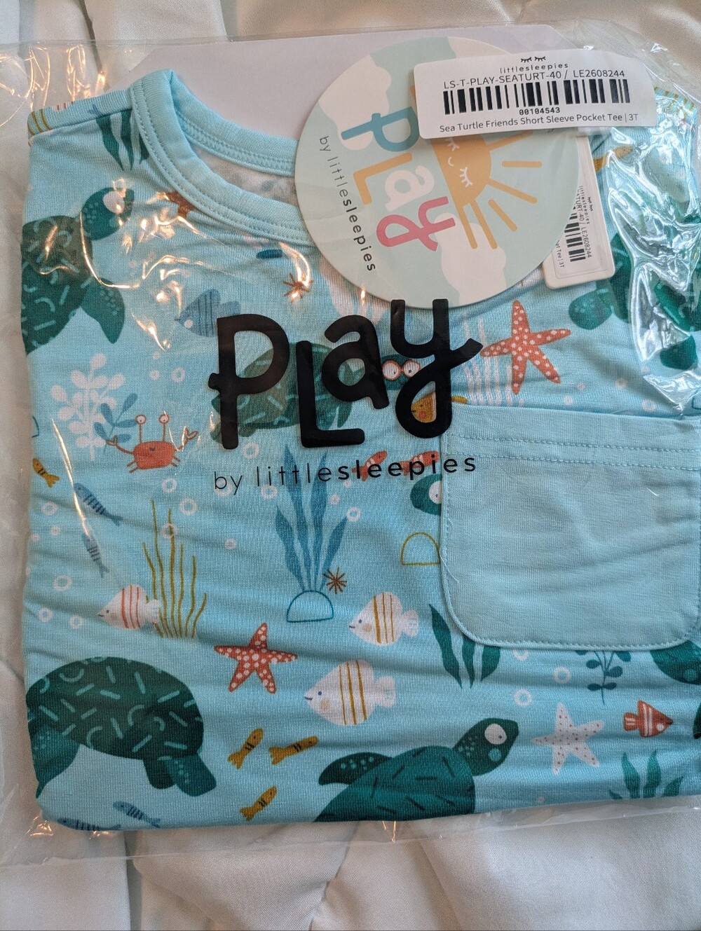 Play by Little Sleepies Sea Turtle Short Sleeve Tee  -3T NWT
